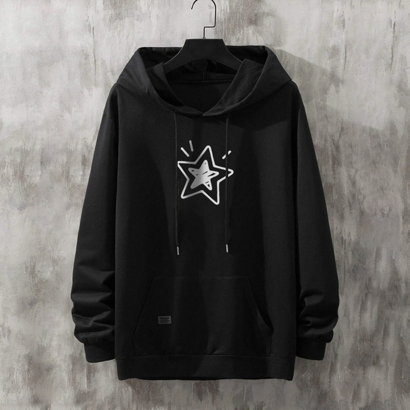 Parisdivarious Sweater Hoodie Jemper Star Bahan Fleece Size S - XXL (Pria &amp; Wanita)