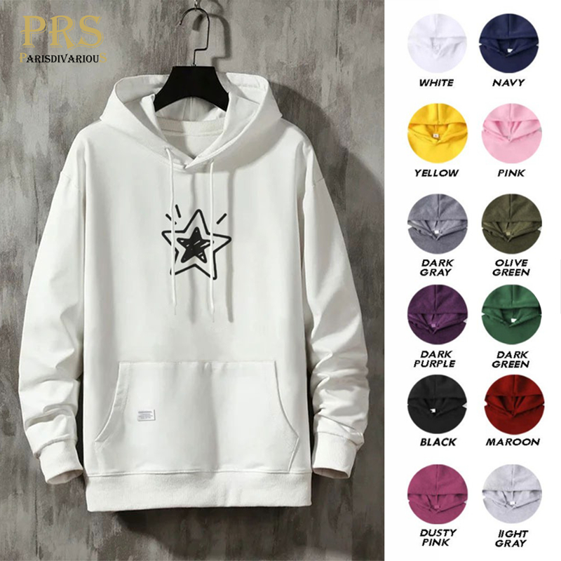 Parisdivarious Sweater Hoodie Jemper Star Bahan Fleece Size S - XXL (Pria &amp; Wanita)