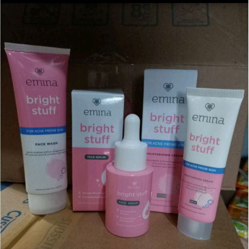 Paket Hemat Emina Bright Stuff Acne Prone Skin Untuk Kulit Berjerawat atau Beruntusan / Paket Emina 
