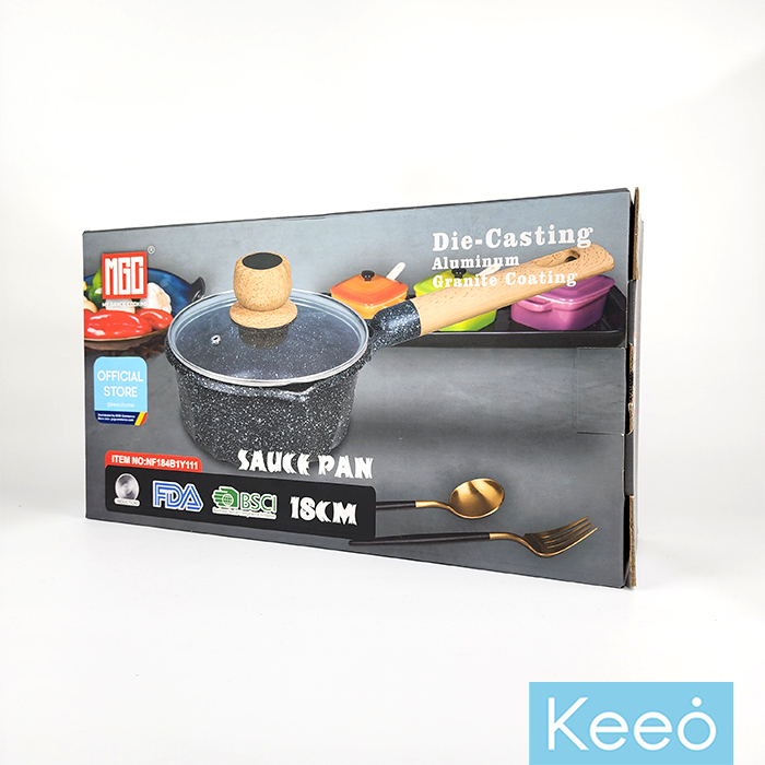 MGC 18 cm Panci Anti Lengket Marble Granit  dengan Tutup (Sauce Pan) Pink