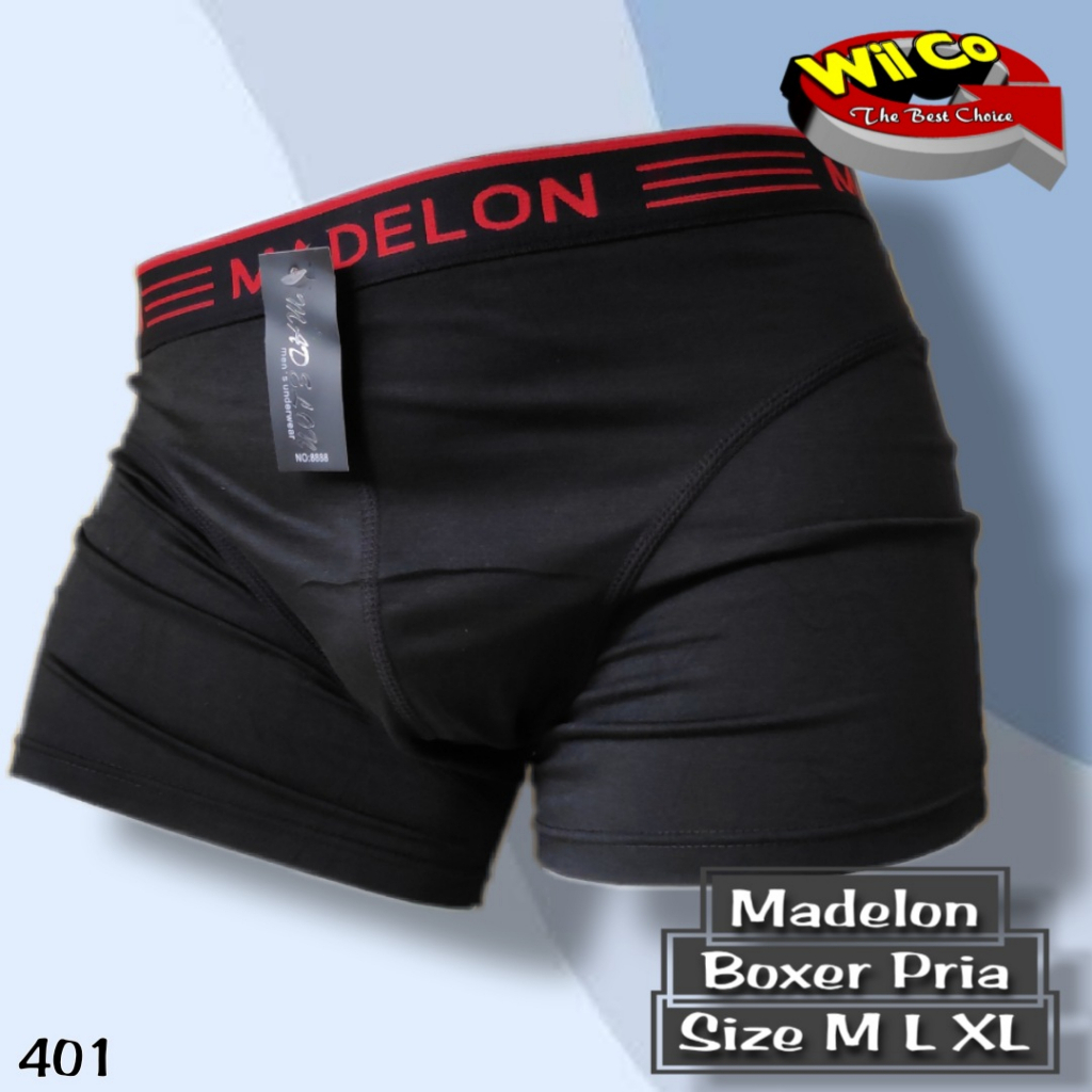 K401S - (DIJUAL PER 6 Pcs) CELANA DALAM BOXER PRIA MADELON IMPORT SIZE M - XL