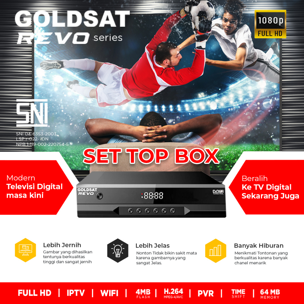 Set Top Box TV Digital GOLDSAT REVO DVB T2 STB