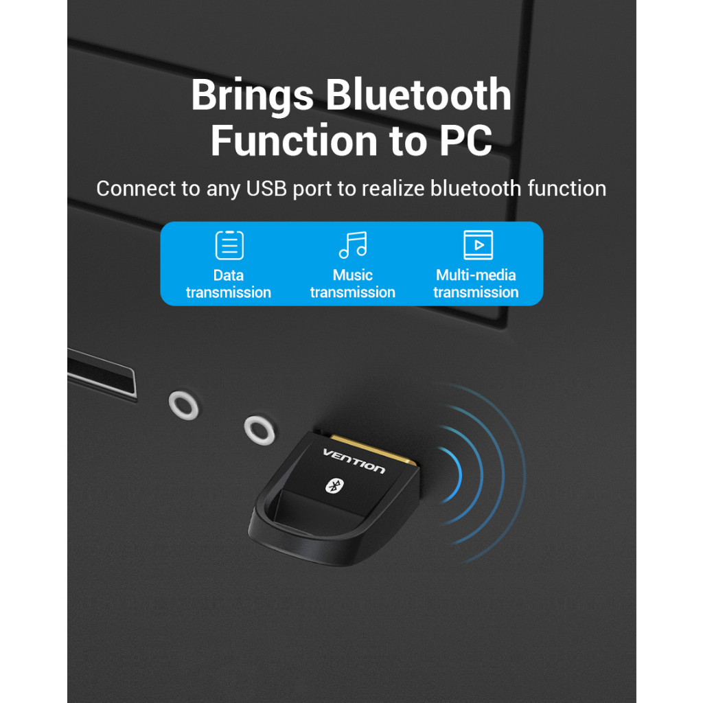 (Bisa Cod) Vention USB Bluetooth Adapter Dongle Receiver for Windows CDS Original