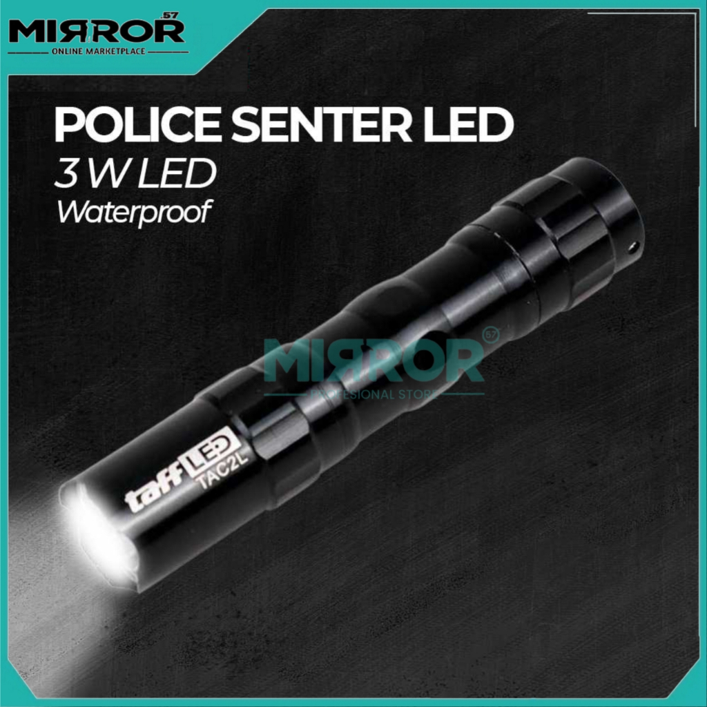 Senter Police LED Flashlight Waterproof Tahan Air 3W Bahan Alumunium