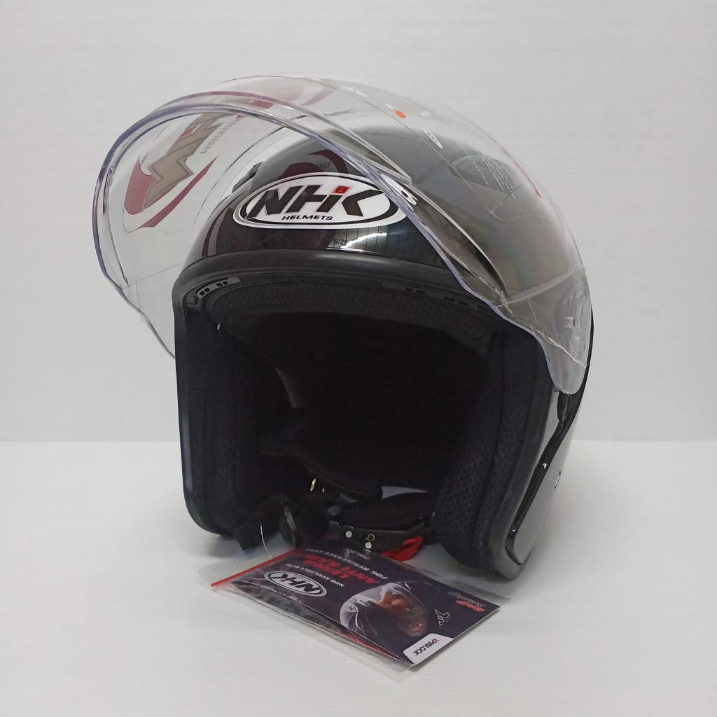 NHK HELM R1 ELITE SOLID BLACK SINGLE VISOR HALF FACE NHK ELITE