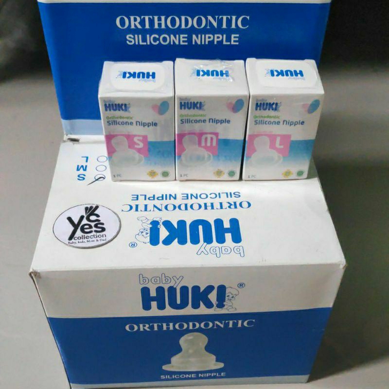 Huki baby dot gepeng size S - M - L satuan satu 1 sillicone nipple box 0 - 3 bln 3 - 6 bulan