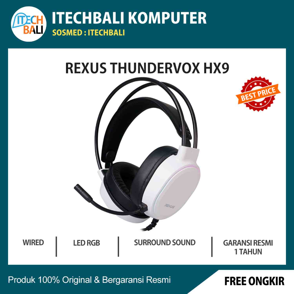 Headset Rexus HX9 Thundervox RGB Gaming Headset -White | ITECHBALI