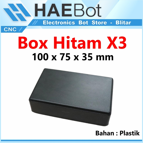 [HAEBOT] Box Hitam Kotak X3 10x7.5x3.5 Elektronik Plastik Wadah Project Alat Module Universal Enclosure X 3