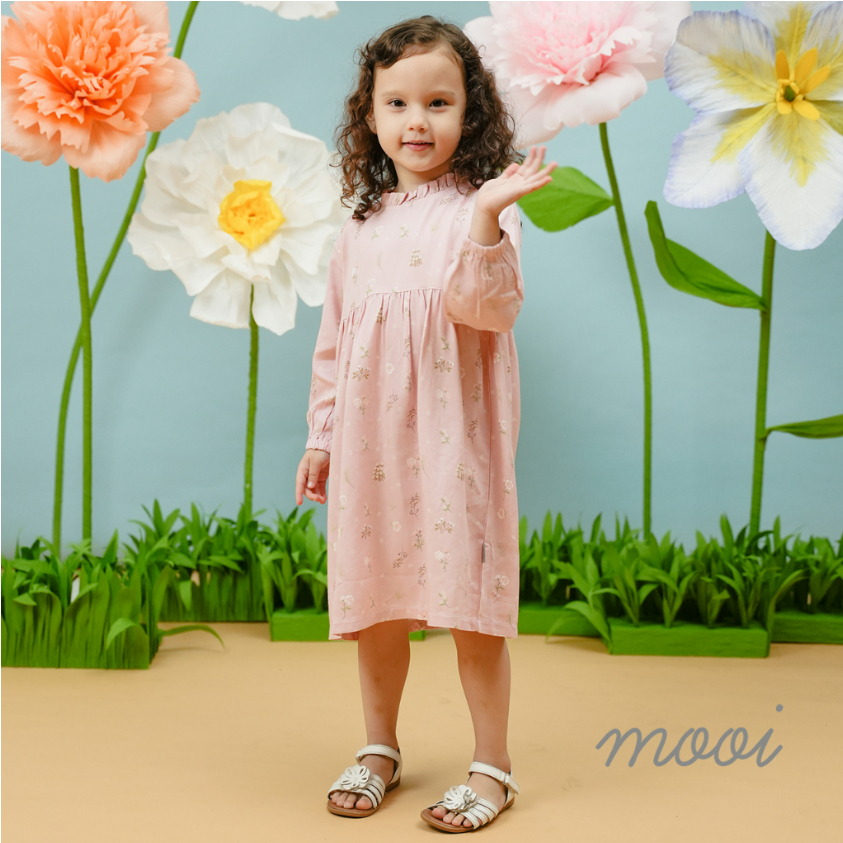 Mooi 1-10 Tahun PREMIUM Quality Kyna La Fleur Dress Ruffle Bunga Anak Perempuan / Tunik Lebaran / Raya CBKS