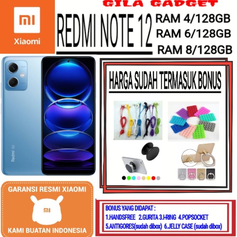 XIAOMI REDMI NOTE 12 RAM 4/128GB &amp; 6/128GB &amp; 8/128GB GARANSI RESMI