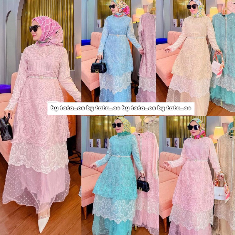 TATAOS BANGKOK BY BIG CHERIES VELIA MJS DRESS GAMIS RAYA TUTU BRUKAT LACE RENDA IMPORT SUSUN TAG LAB