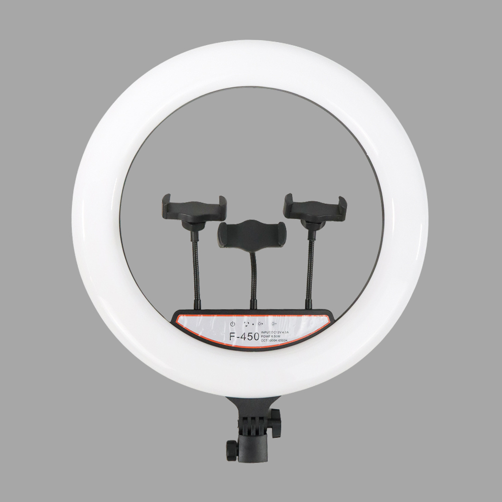 Lampu Halo Ring Light LED 50W 416 LED 18 Inch 3 Holder - F-450 - White