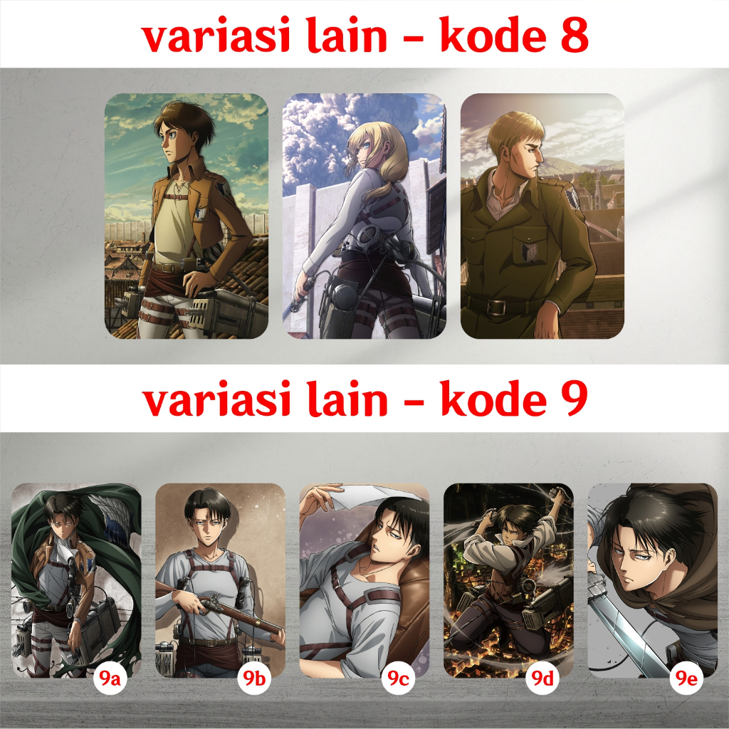 Koleksi Photocard / Kartu Anime Shingeki no Kyojin A - Eren Mikasa Levi