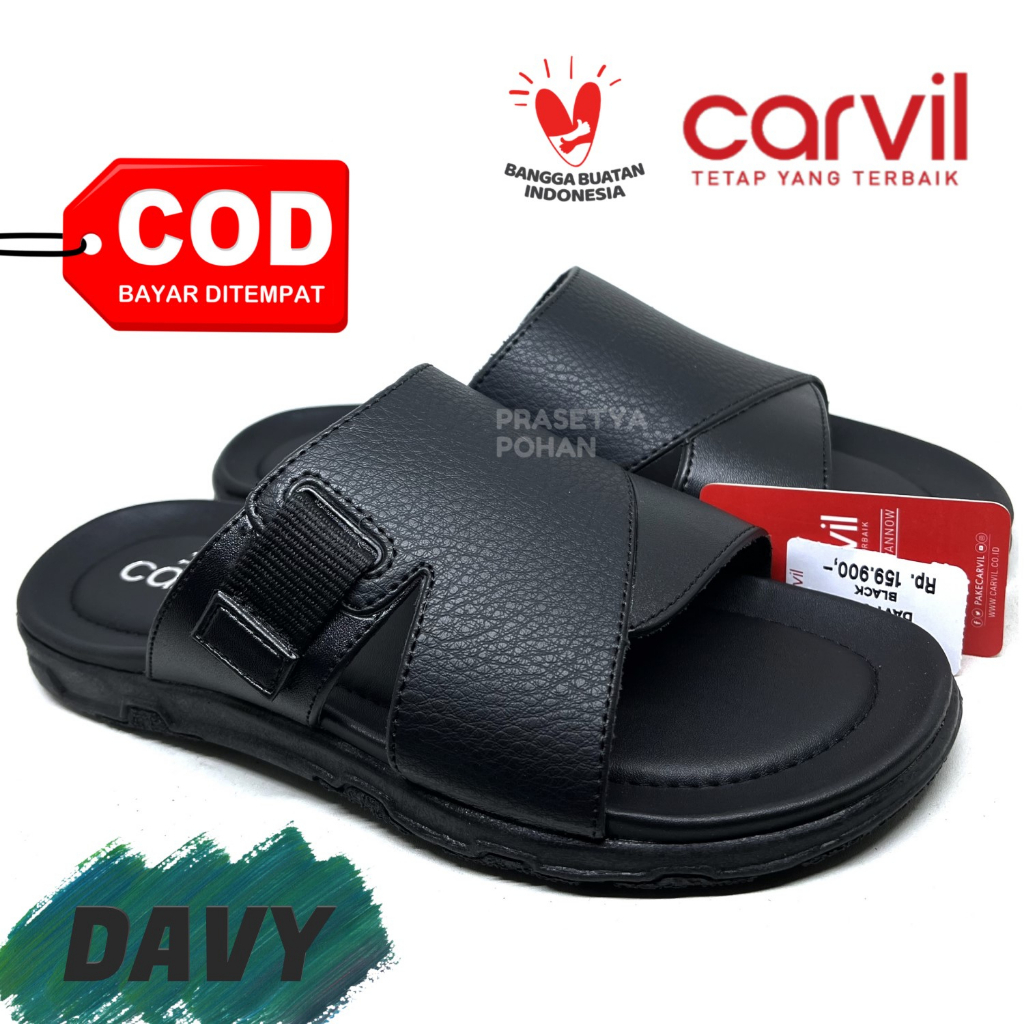 Sandal Kulit Pria Slop Carvil Original - Sendal Slide Pria Kulit Original Carvil