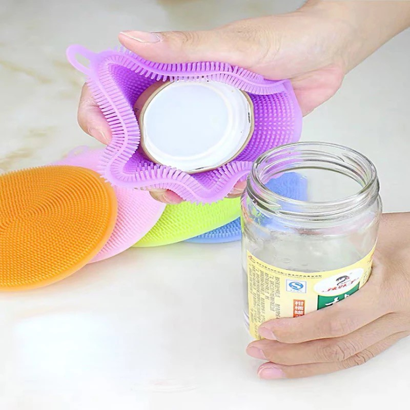 Sponge Spon Sikat Cuci Piring Bulat Panci Rinjing Silikon Serbaguna Penyikat Pembersih Sepon Silicone Brush Food Grade Multifungsi Anti Kuman AD28