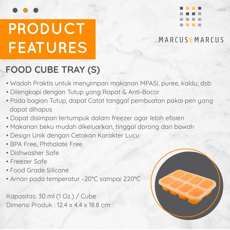 Marcus &amp; Marcus Food Cube Tray Multiportion Wadah Mpasi Kotak Mpasi