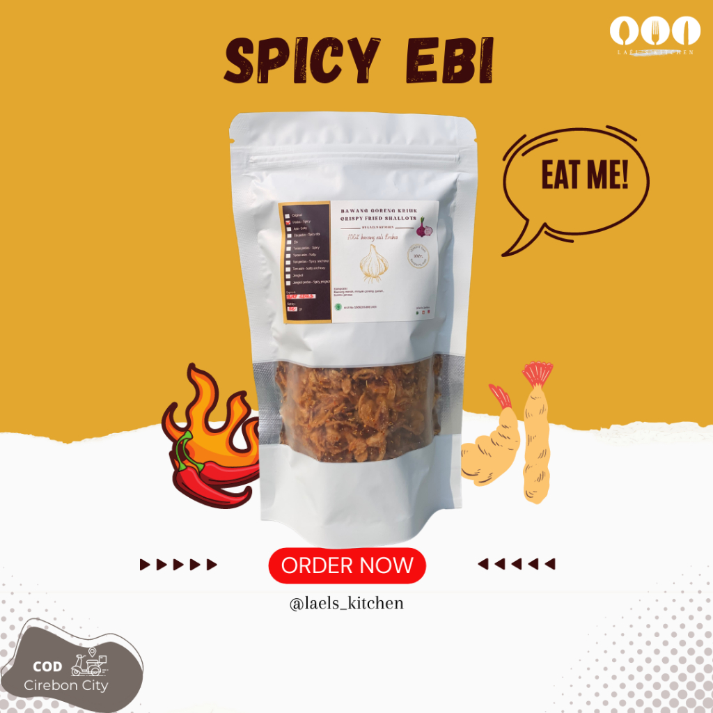 

BAWANG GORENG EBI PEDAS FRIED SHALLOTS KEKINIAN ASLI BREBES 70 gr