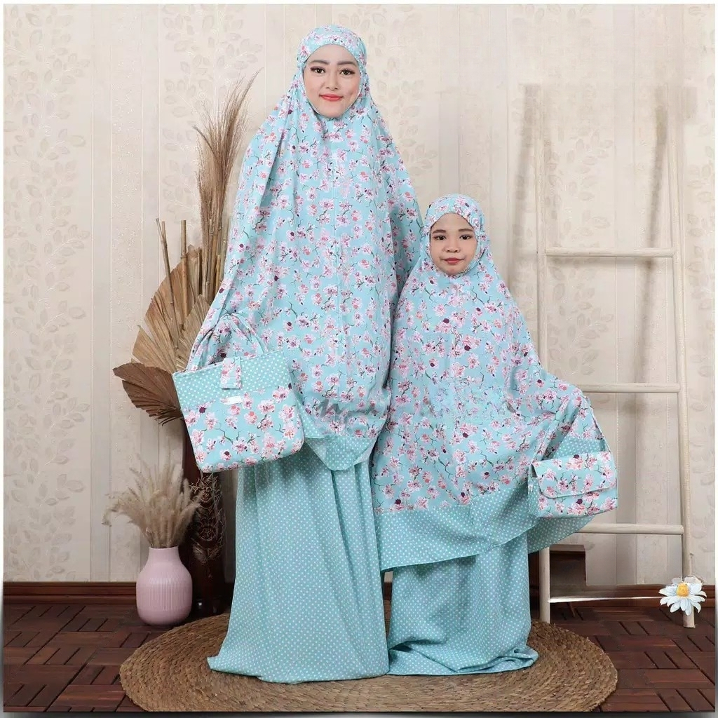 BUTIK.MADINAH MUKENA IBU ANAK SYAZA SAKURA SITI KHADIJAH PASTELEENA DALANOVA