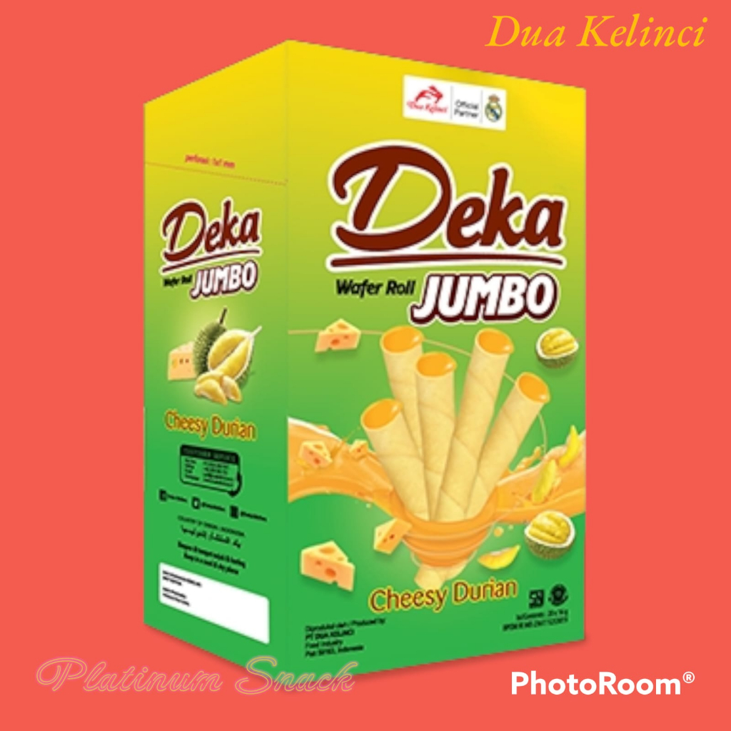 Deka JUMBO Wafer Roll | Choco Banana | Cheesy Durian | 20 Pcs @ 14 Gr