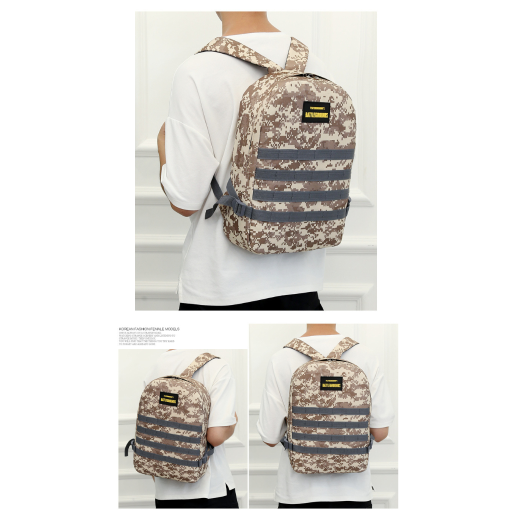 Battlegrounds Backpack tas Ransel sekolah siswa army kamuflase travelling daypack pria PUBG