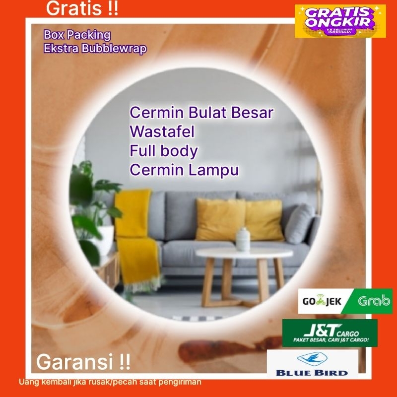 Cermin Bulat Salon Barbershop Kaca Cermin Lampu Wastafel Kamar Mandi Dinding