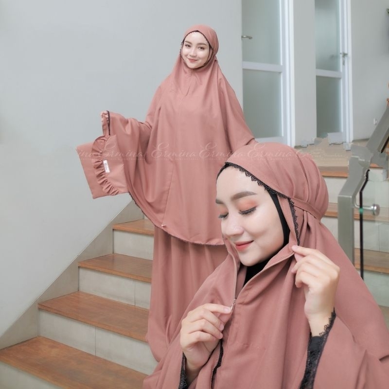 FAMUS - Ermina Mukena Dewasa 2 in 1 Katun Premium Traveling