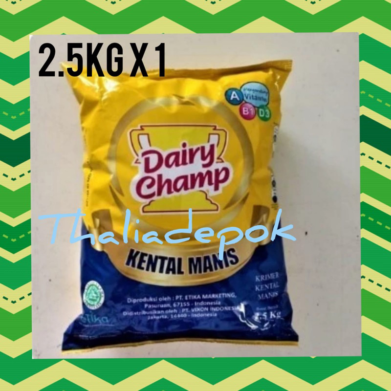 

DAIRY CHAMP KENTAL MANIS 2.5KG X 1PCS BENTUK KEMASAN BANTAL, FREE BUBBLE