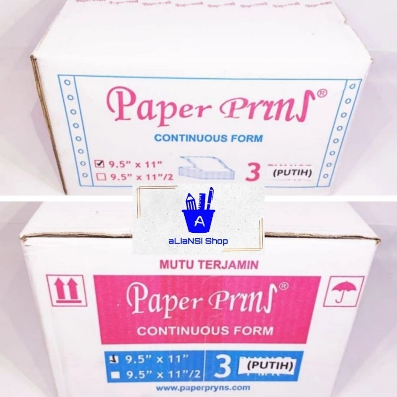 

Continuous Form 9,5" x 11" (3 PLY - PUTIH SEMUA) - merk PAPERPRYNS