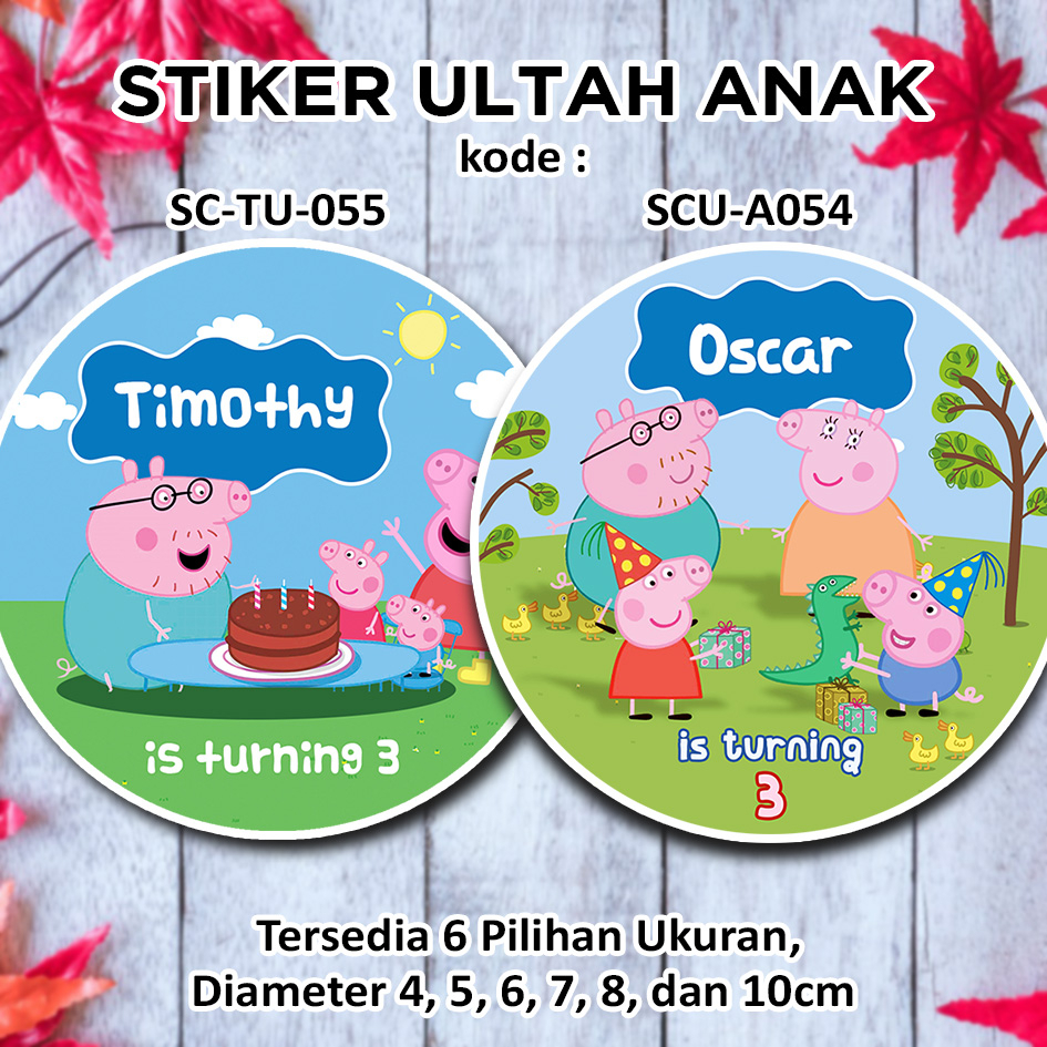 

STIKER ULTAH ANAK PEPPA PIG STICKER LABEL ULANG TAHUN ANAK BINGKISAN SOUVENIR KEMASAN KOTAK NASI BOX KUE MAKANAN TUMPENG MINI KIDS BIRTHDAY SEGEL HAMPERS