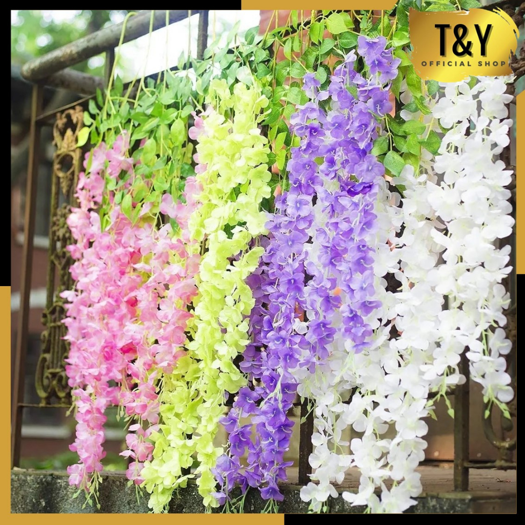 T&amp;Y Daun Wisteria Plastik Artifisial Daun Hias Kode 54 Dekorasi Backdrop Pesta Daun Wisteria Imitasi Murah Tanaman Sintetis Dekorasi Ruangan Rumah Kamar Kantor Murah