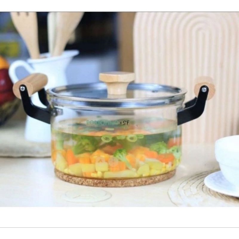 Panci Kaca Cinderella Portofino borosilicate glass Casserole 2.8 Liter / Panci Bening/ Panci Opor/Pa