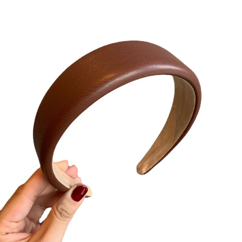 BANDO LEATHER LEBAR CHIC RETRO HEADBAND BENDO WANITA KOREA KULIT WIDE HAIR HOOP AKSESORIS RAMBUT CEWEK