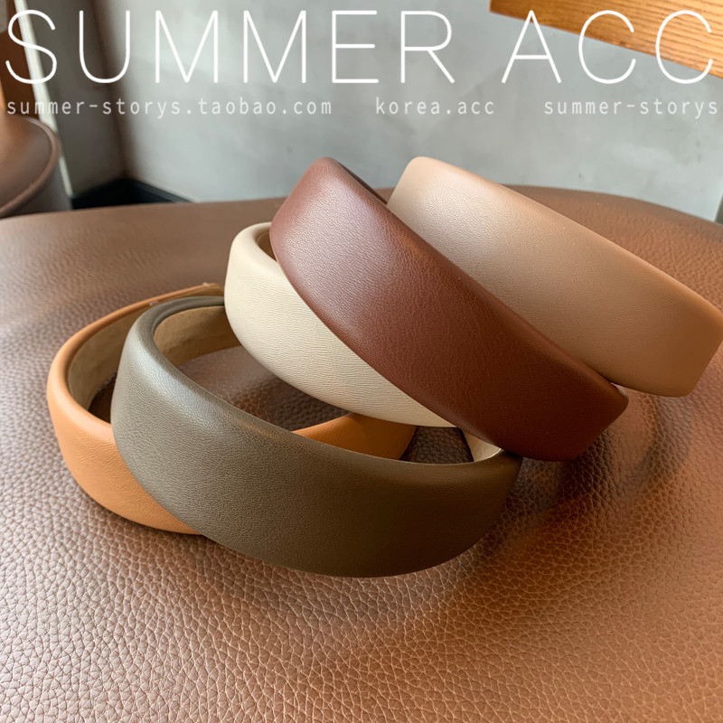BANDO LEATHER LEBAR CHIC RETRO HEADBAND BENDO WANITA KOREA KULIT WIDE HAIR HOOP AKSESORIS RAMBUT CEWEK