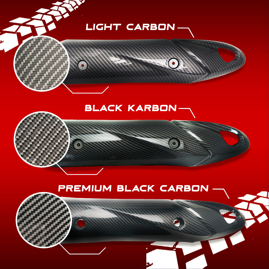 Pelindung Knalpot Hitam-Karbon-Carbon Honda Spacy Karbu-Karburator-FI-F1 Cover Tutup-Penutup-Tameng Kenalpot-Muffler-Exhaust