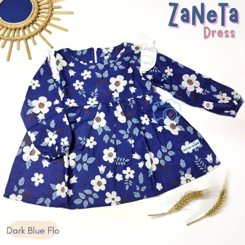 Tunik Dress Anak Perempuan Cewek usia 1 2 3 4 5 6 Tahun Zaneta Tunik Motif Bunga Bunga