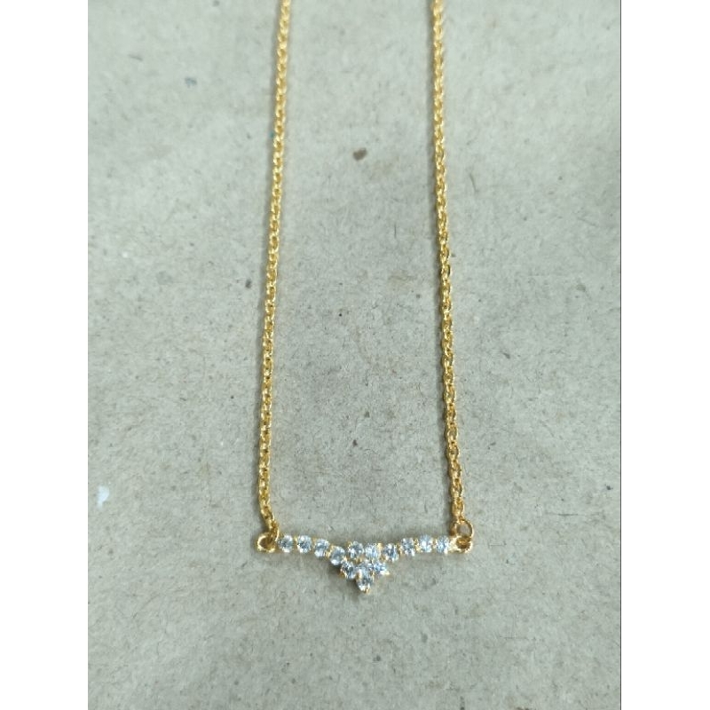 kalung nori anak V bunga mata putih 3 gram emas muda