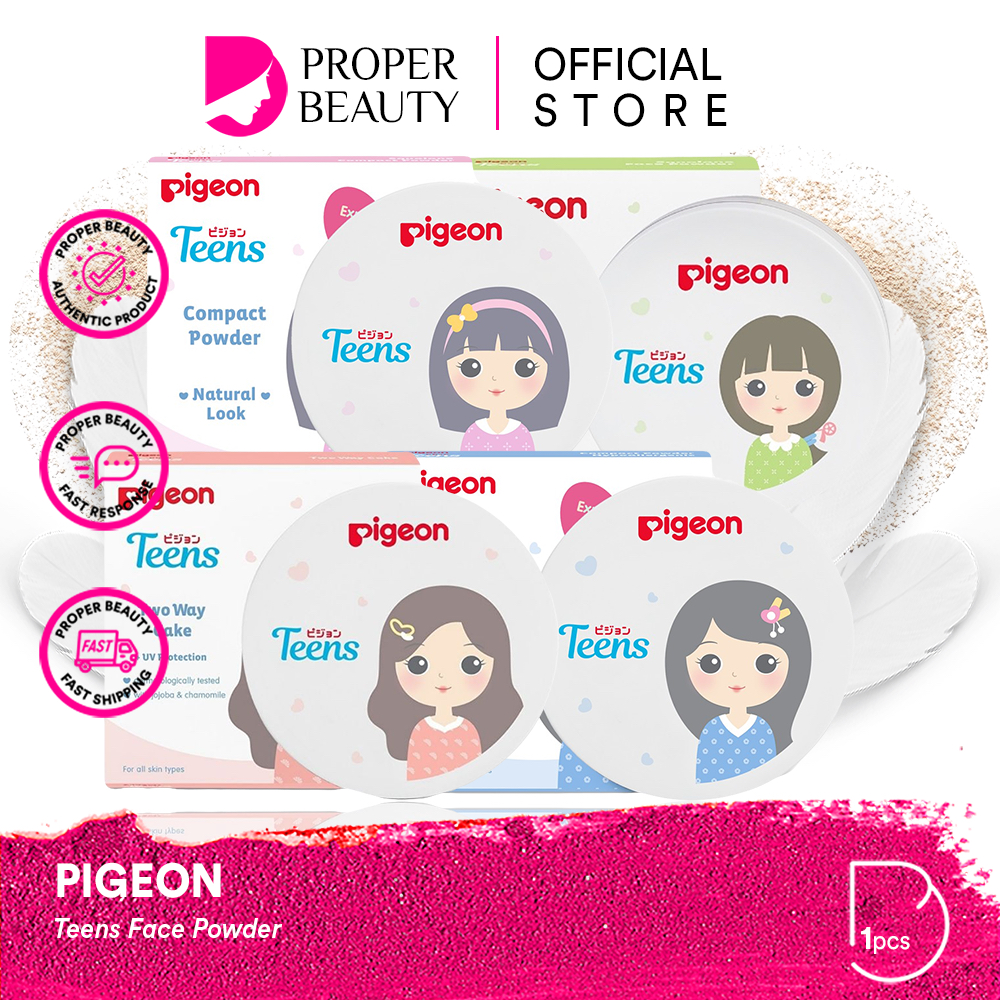 PIGEON Teens Face Powder Indonesia / Bedak Wajah / Compact Loose Two Way Cake / Squalane Acne Ranger Bright &amp; Glow Heroes Hypoallergenic / + UV Protection Perfect Look Innocent / Cosmetic Makeup Series Anak Remaja Full Set Refill / Foundation Padat Tabur