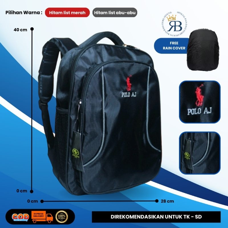 Tas Ransel Polo AJ/Tas Sekolah Polo Untuk TK - SD/Tas Laptop Unisex BISA COD