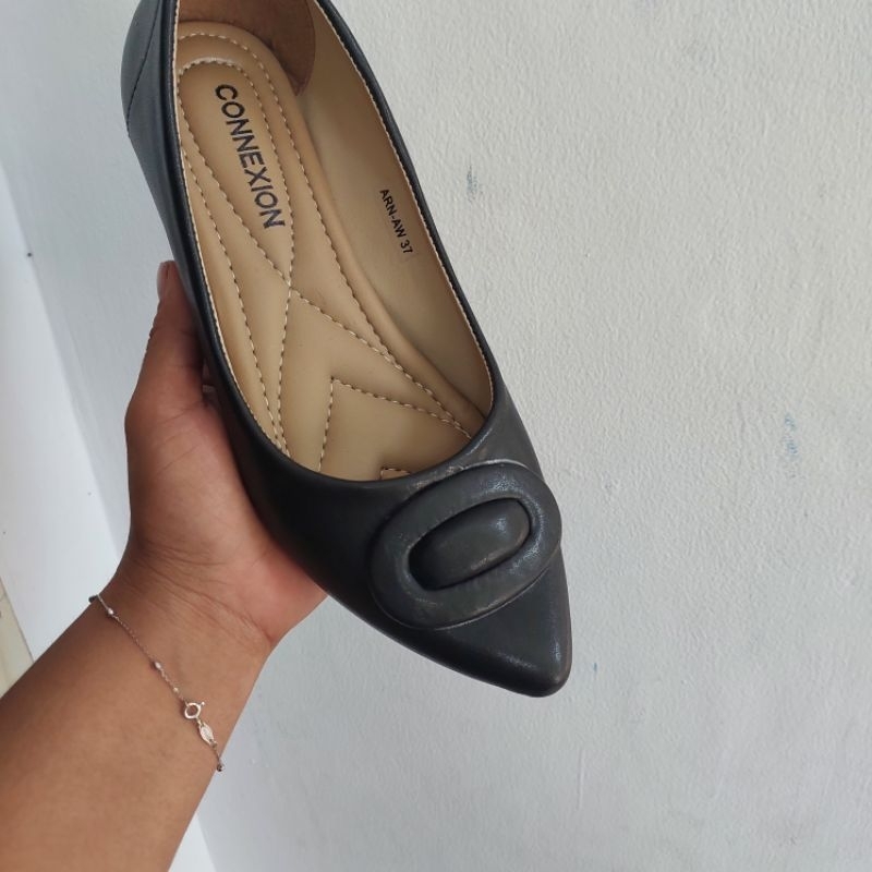 connexion flatshoes hitam/sepatu kerja Connexion full black