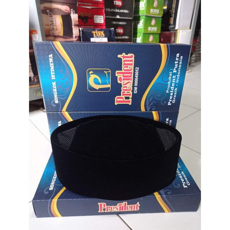 SONGKOK HITAM POLOS AC ( president )