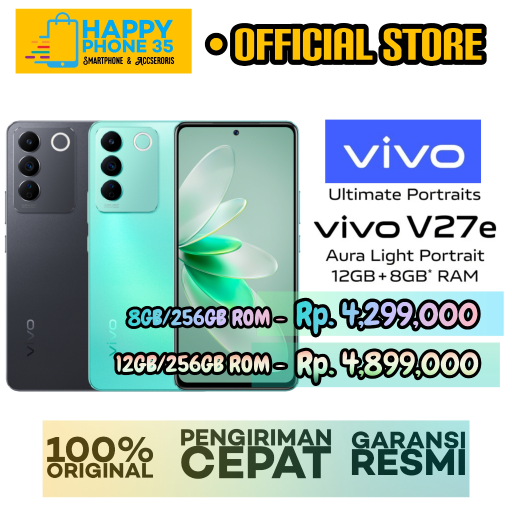 VIVO V27e - RAM 12GB/256GB ROM - 64MP OIS - Garansi Resmi