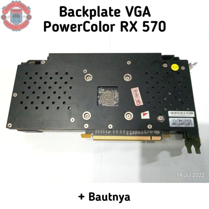 Backplate VGA Card PowerColor RX 570 / 470 / 580 / 480 AMD Radeon Bahan Metal Besi Sudah Termasuk Ba