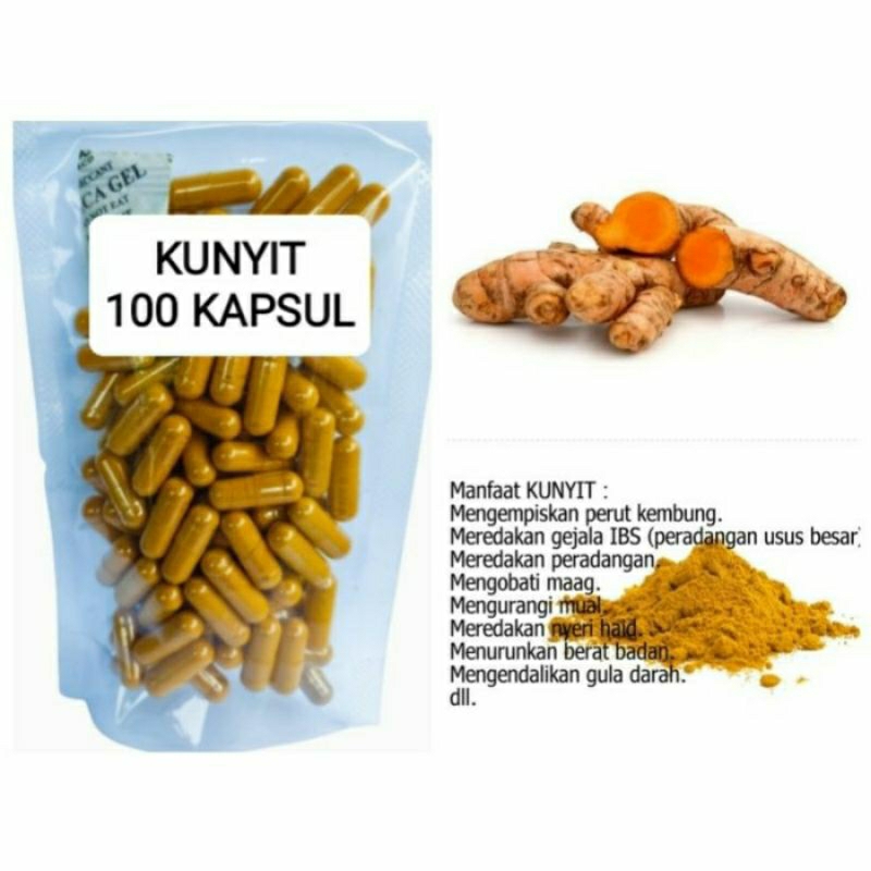 

KUNYIT Kapsul Herbal Alami Kemasan Hemat - isi 100 pcs