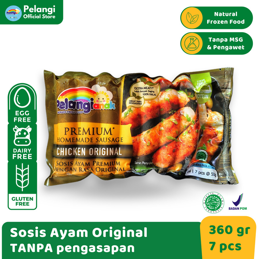 

Pelangi sosis chicken (ayam) original non msg non pengawet 400 gram gluten free