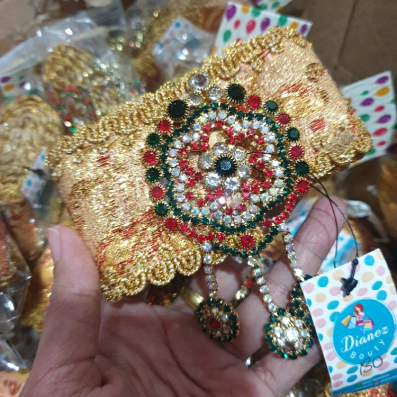 Obi bali obi kebaya GOLD MERAH RENDA BROS JUNTAI 6CM