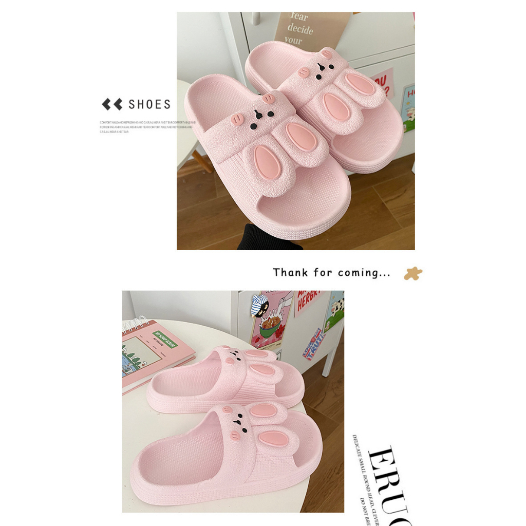 Sandal Slip On PVC Cute Rabbit Sendal Kelinci Rumah Nyaman Slipper Korea Soft Rubber Non Slip Flip Flop EVA Rumah Sendal Wanita Kekinian Selop Comfortable 8932