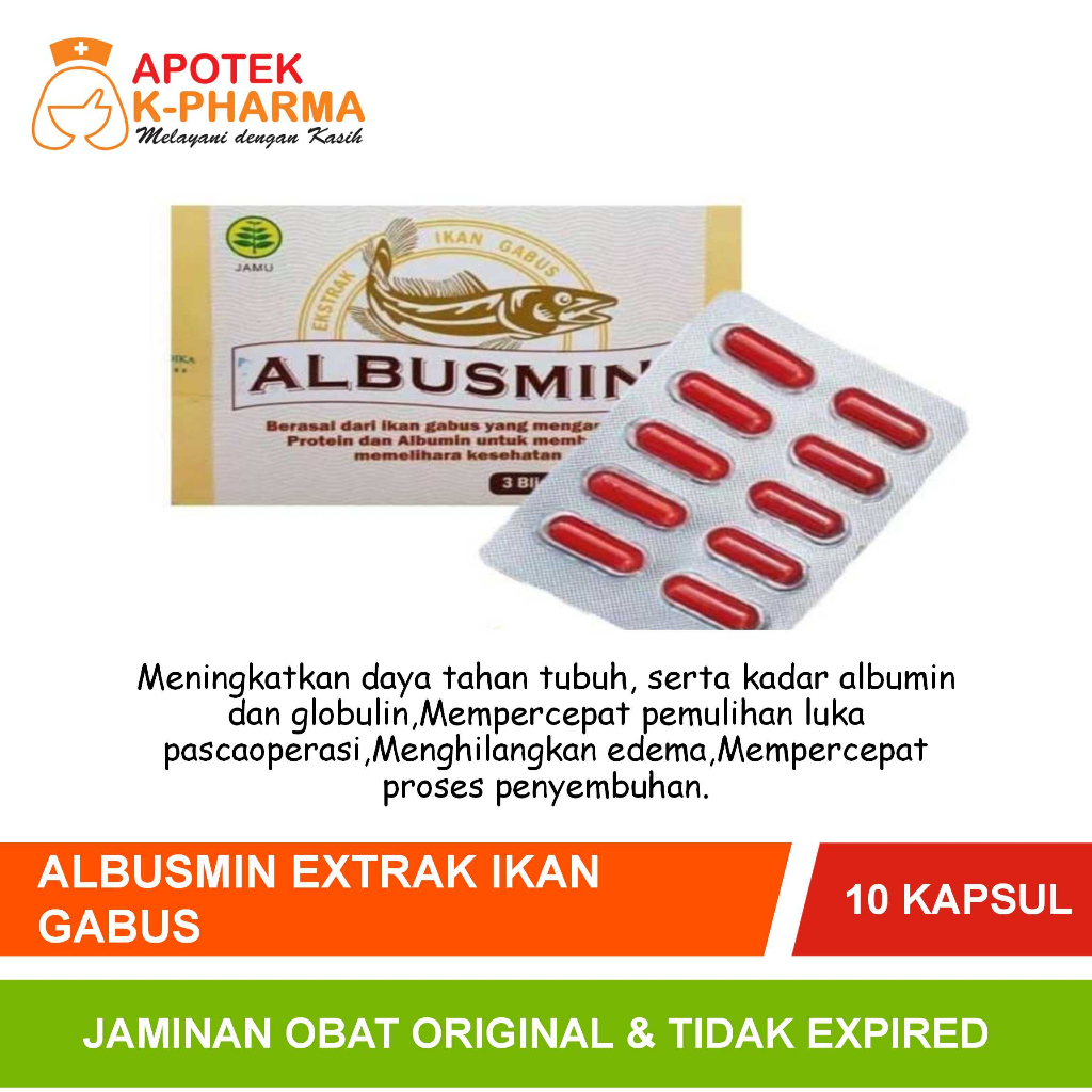 Albusmin Ekstrak Ikan Gabus Strip Isi 10 Kapsul Obat Original