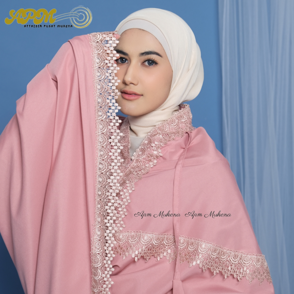 Apm Mukena - Mukena Katun Premium 2 In 1 Armina Dewasa Renda Motif Mewah