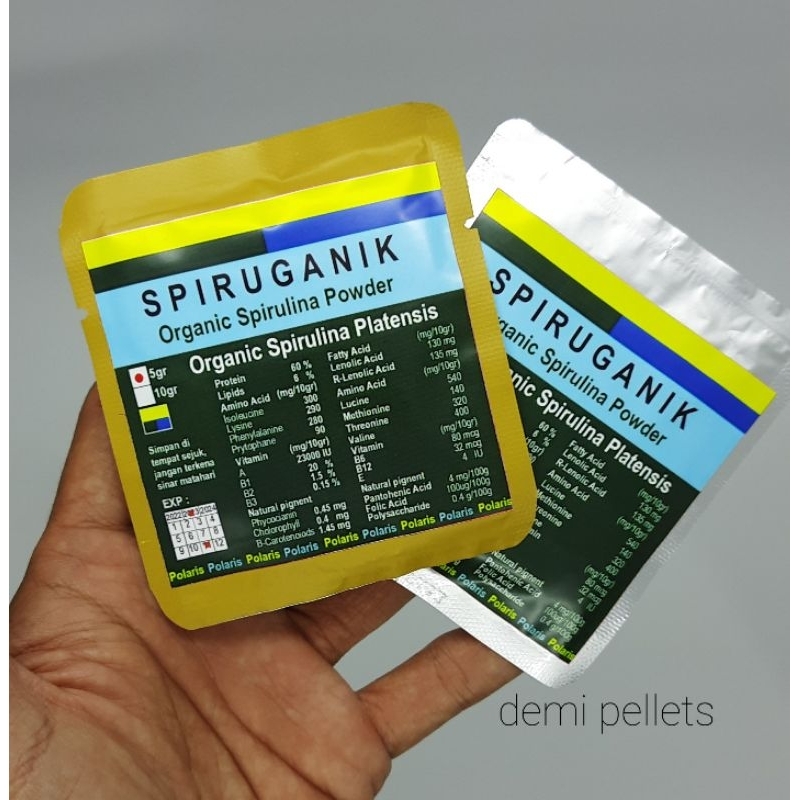 SPIRUGANIK / Spirulina Organik Food grade Mempercepat pigmentasi warna Campuran Pakan ikan hias 5 gram