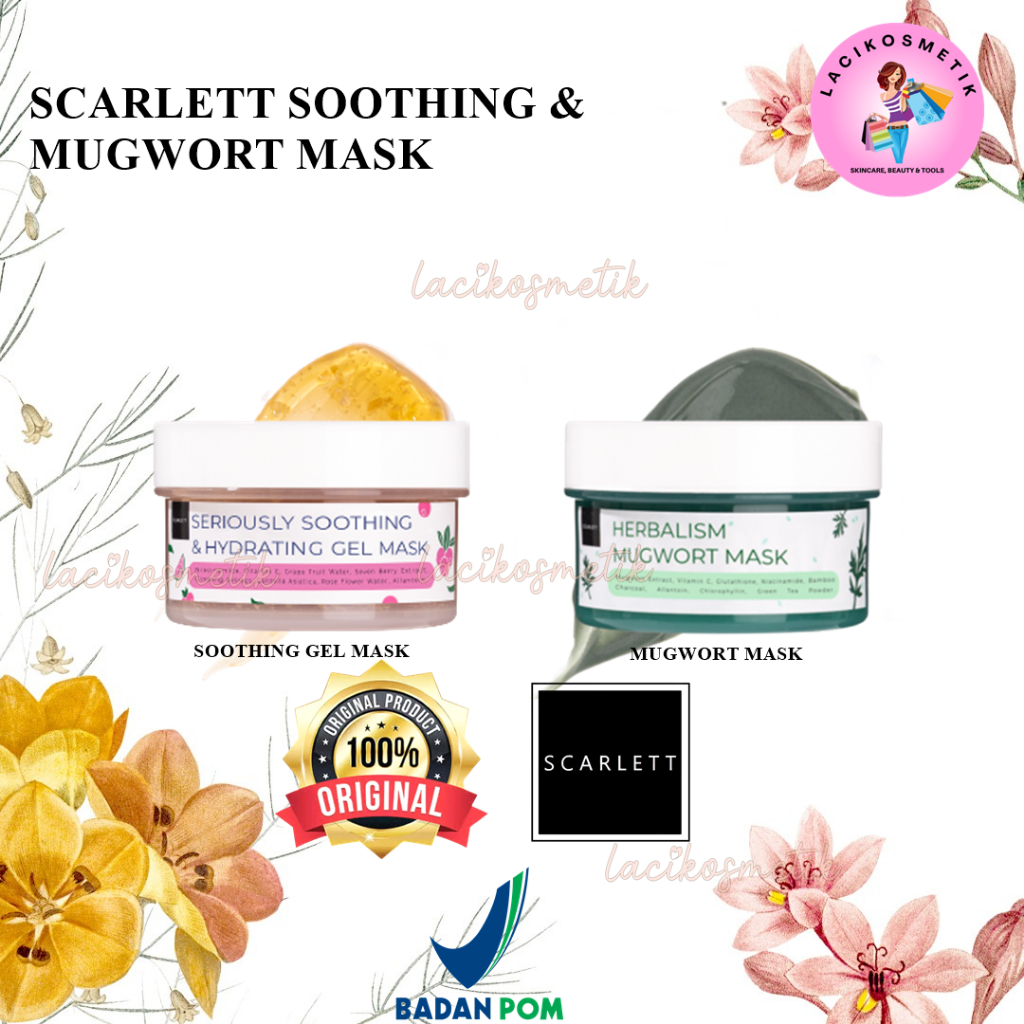 ✨LACIKOSME✨ SCARLETT WHITENING MASK - HERBALISM MUGWORT SERIOUSLY SOOTHING &amp; HYDRATING GEL MASK MASKER WAJAH SCARLETT ORIGINAL BPOM